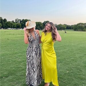 House of Harlow chartreuse maxi dress with cutout